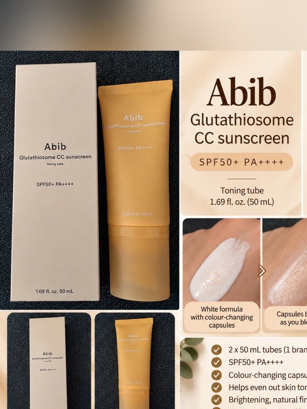 Glutathiosome CC Sunscreen SPF50+ PA++++ – Toner Toning Tube (50 mL)